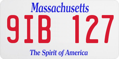 MA license plate 9IB127