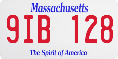 MA license plate 9IB128