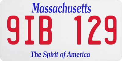 MA license plate 9IB129
