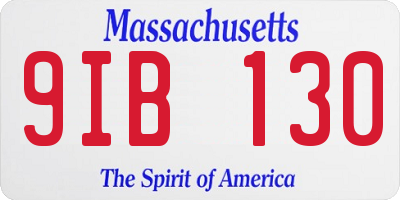 MA license plate 9IB130