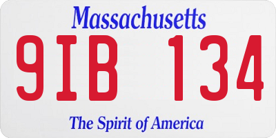 MA license plate 9IB134