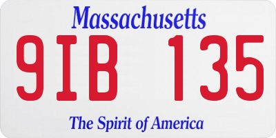 MA license plate 9IB135