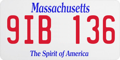 MA license plate 9IB136