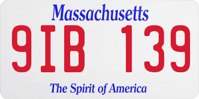 MA license plate 9IB139