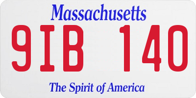 MA license plate 9IB140