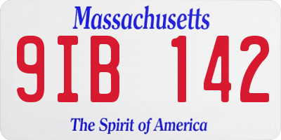 MA license plate 9IB142