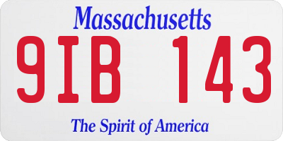 MA license plate 9IB143