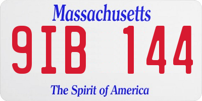 MA license plate 9IB144