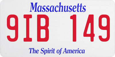 MA license plate 9IB149
