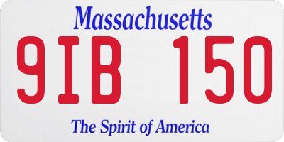 MA license plate 9IB150