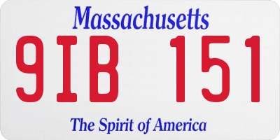 MA license plate 9IB151