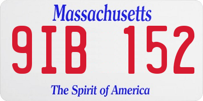 MA license plate 9IB152