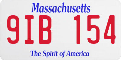 MA license plate 9IB154