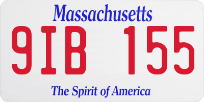 MA license plate 9IB155