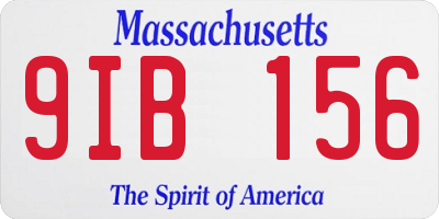 MA license plate 9IB156