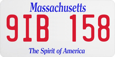 MA license plate 9IB158