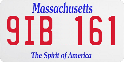 MA license plate 9IB161
