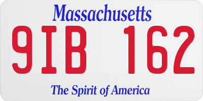 MA license plate 9IB162
