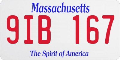 MA license plate 9IB167