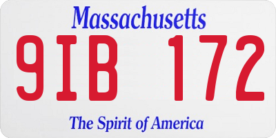 MA license plate 9IB172
