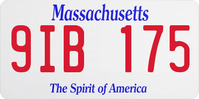 MA license plate 9IB175