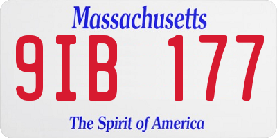 MA license plate 9IB177