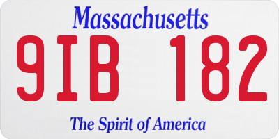MA license plate 9IB182