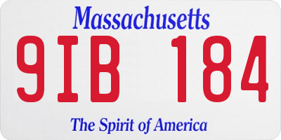 MA license plate 9IB184