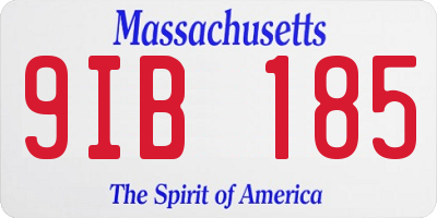 MA license plate 9IB185