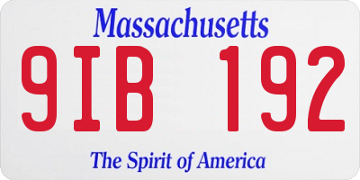 MA license plate 9IB192