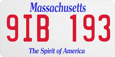 MA license plate 9IB193