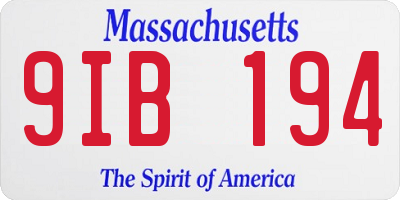 MA license plate 9IB194
