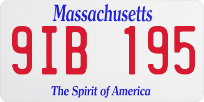 MA license plate 9IB195