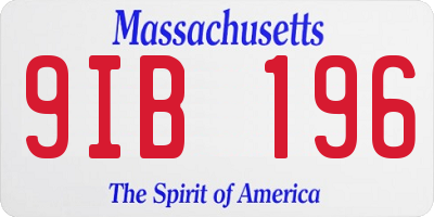 MA license plate 9IB196