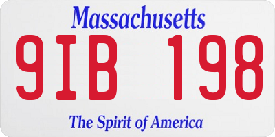 MA license plate 9IB198
