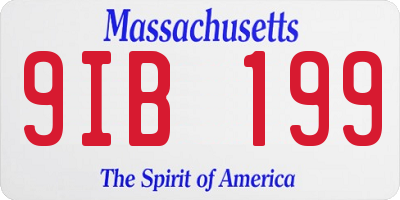 MA license plate 9IB199