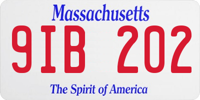 MA license plate 9IB202