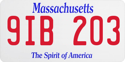 MA license plate 9IB203