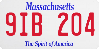 MA license plate 9IB204