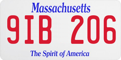 MA license plate 9IB206