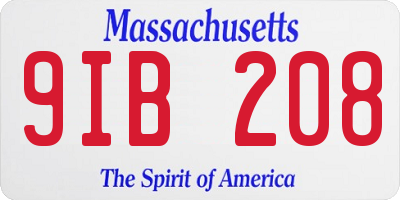 MA license plate 9IB208