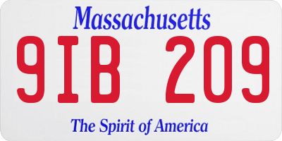 MA license plate 9IB209