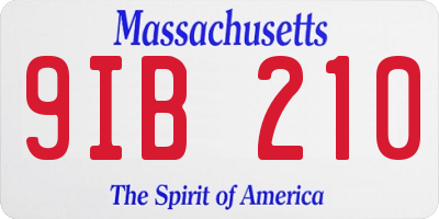 MA license plate 9IB210