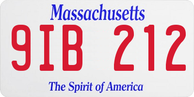 MA license plate 9IB212