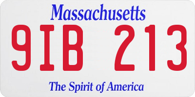 MA license plate 9IB213