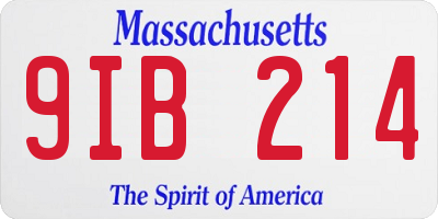 MA license plate 9IB214