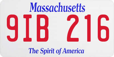 MA license plate 9IB216