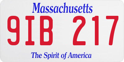 MA license plate 9IB217