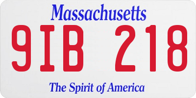 MA license plate 9IB218