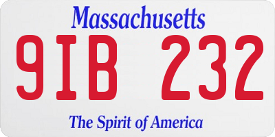 MA license plate 9IB232